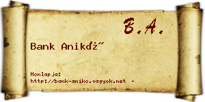 Bank Anikó névjegykártya