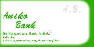 aniko bank business card